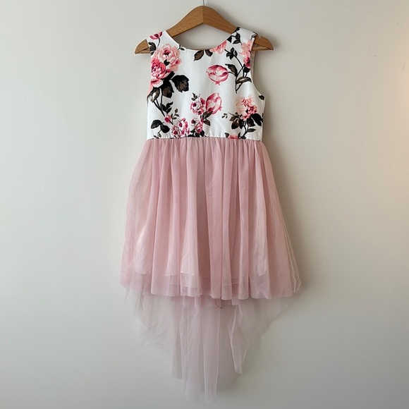 Floral Pink Kids Formal Dress - Picture 1 of 3
